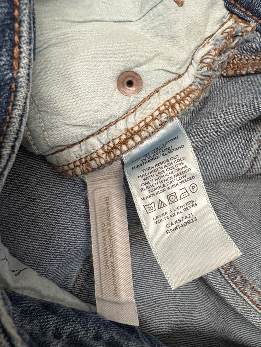 LOFT Medium Blue Denim Skirt with Frayed Hem - Picture 13 of 14